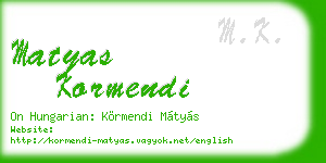 matyas kormendi business card
